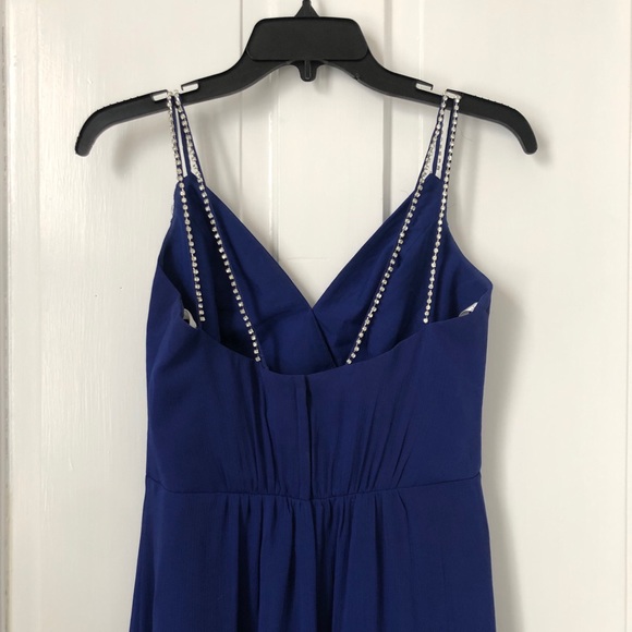 David’s Bridal Cobalt Blue Long Dress Beaded Strap - Picture 13 of 15